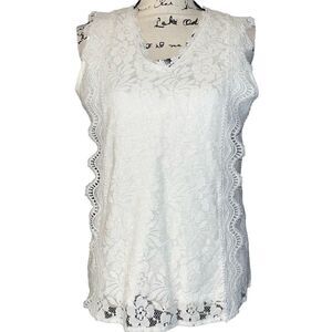 White lace sleeveless blouse small‎